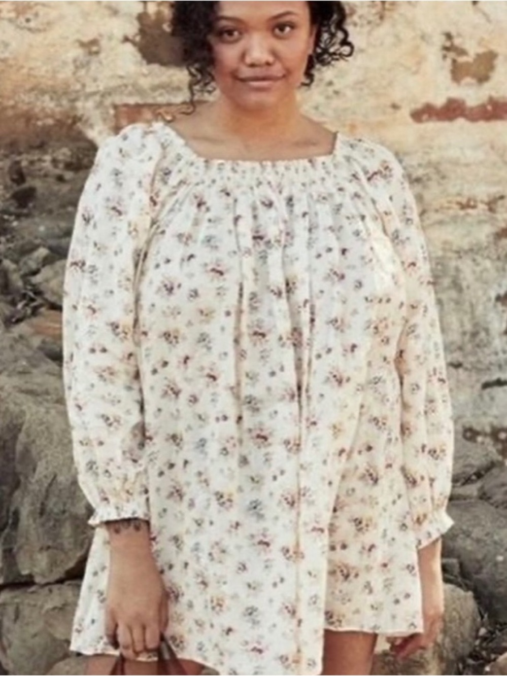 🎀DÔEN ANTHEA🎀Cream Floral Smock Dress! EUC! Size XS! - Picture 2 of 9
